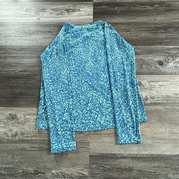 Athleta Vibrant Blue Abstract Retro Design Athletic Long Sleeve Gym Active‎ - Picture 5 of 6